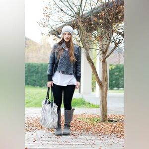 Ugg Women's Classic Cardy ll Knit Button Up Boots Tall Gray Size 9